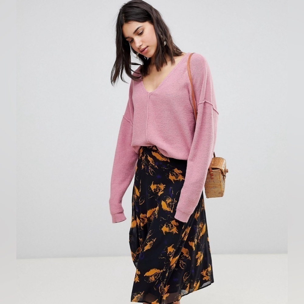 Free People Take Me Places pink sweater size small